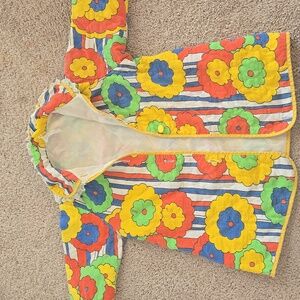 Vintage Colorful Kids Floral Quilted Jacket Size:3